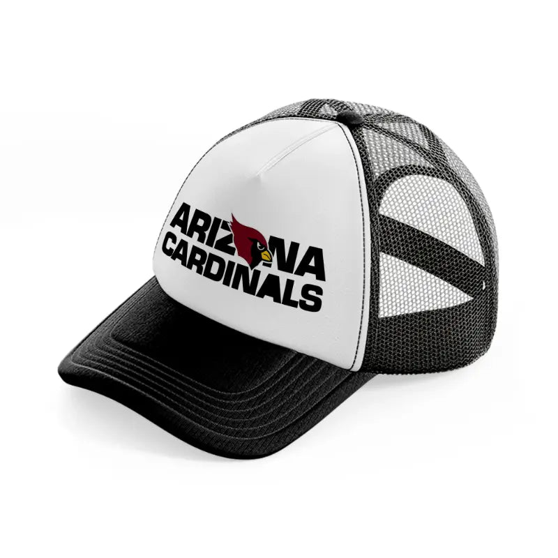 arizona cardinals text with logo black and white trucker hat