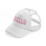 hello-white-trucker-hat