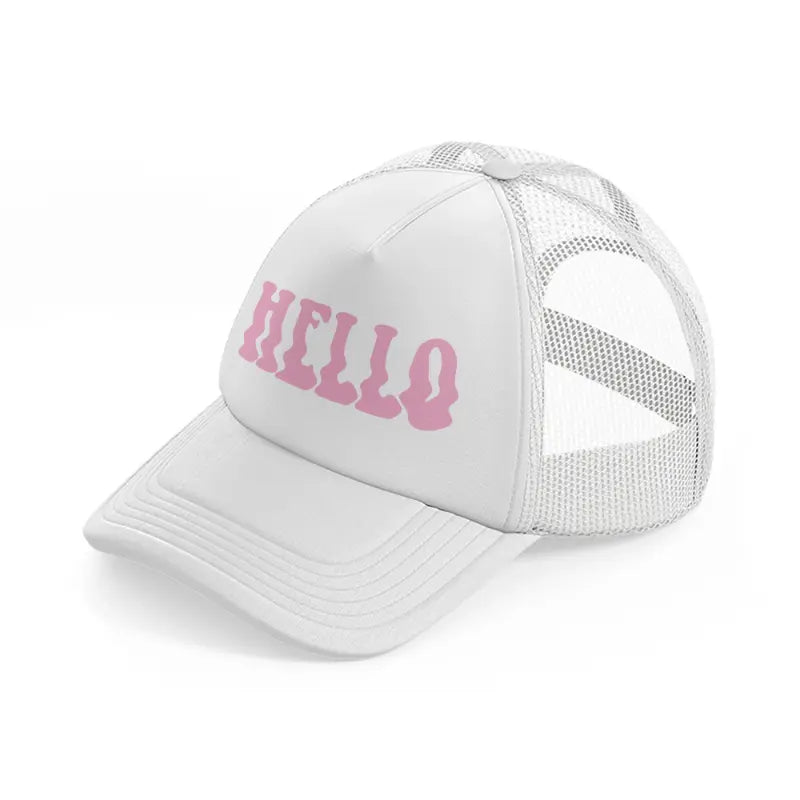 hello white trucker hat