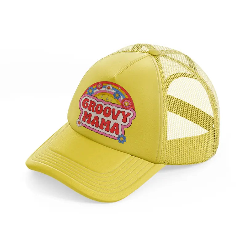 groovy mama 70 gold trucker hat