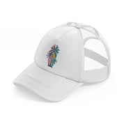 summer palm tree soft color surfing sunset-white-trucker-hat