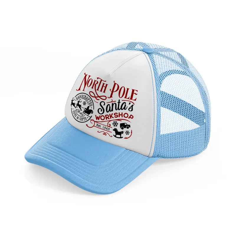 north pole santa -sky-blue-trucker-hat