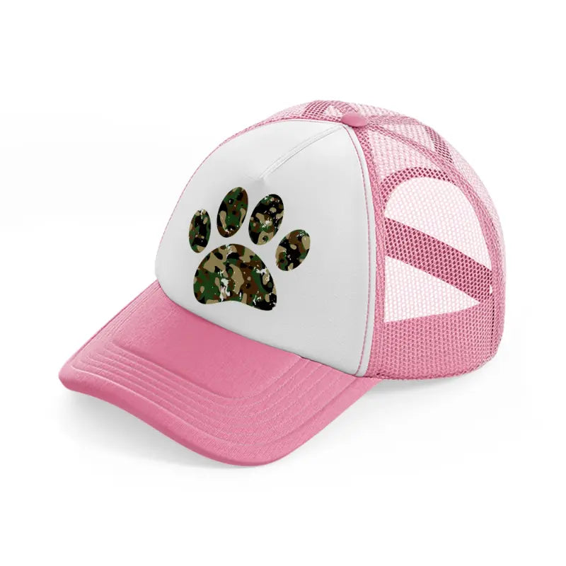 dog paw camo-pink-and-white-trucker-hat