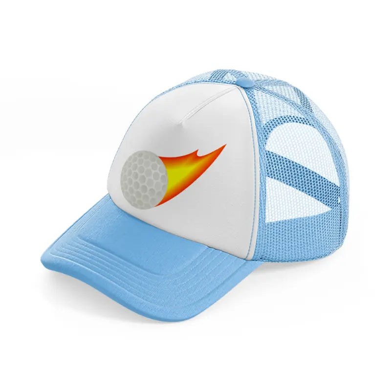 golf ball fire-sky-blue-trucker-hat
