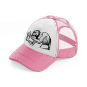 snake head monster-pink-and-white-trucker-hat
