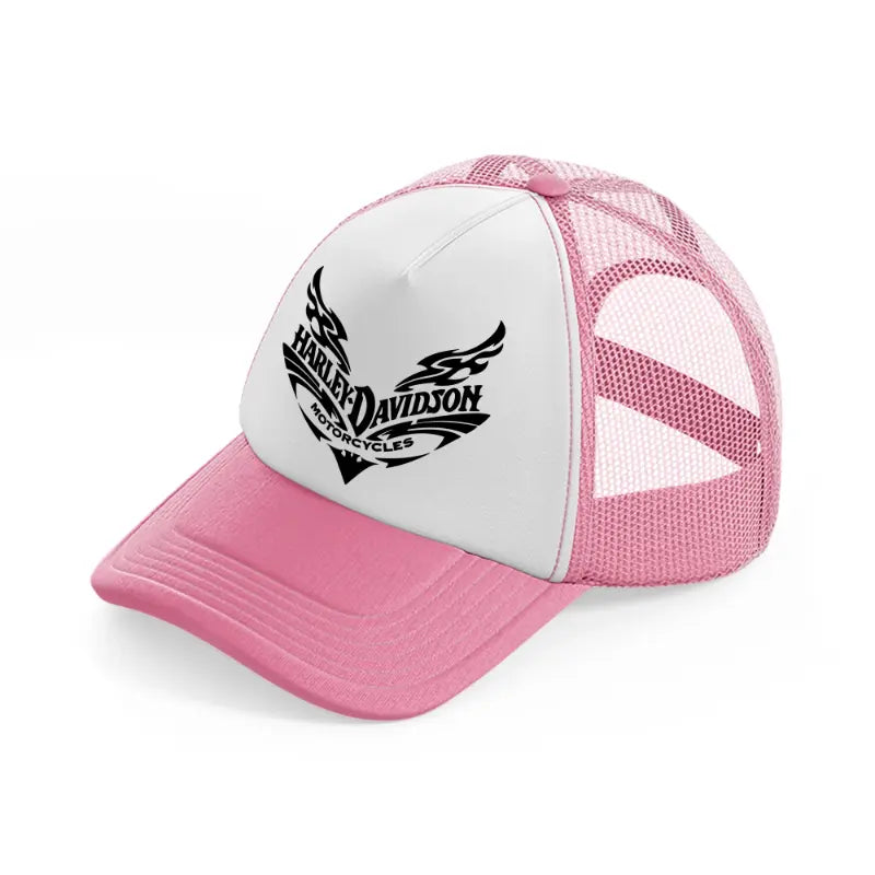 harley-davidson motorcycles-pink-and-white-trucker-hat