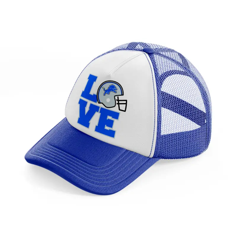 love detroit lions-blue-and-white-trucker-hat