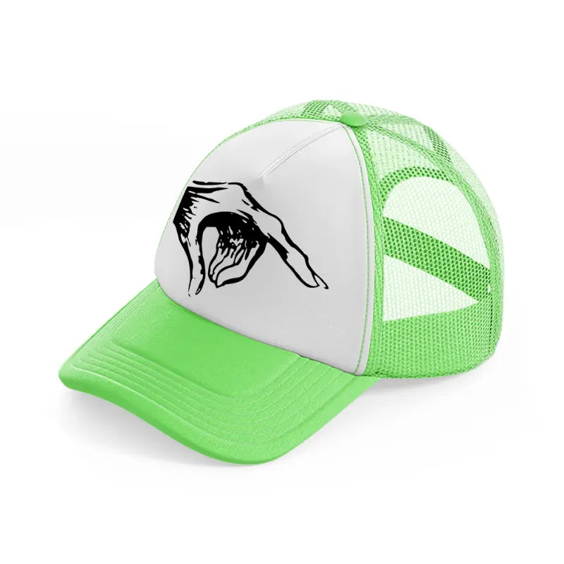 creepy hand lime green trucker hat