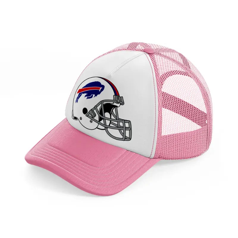 buffalo bills drawing helmet-pink-and-white-trucker-hat