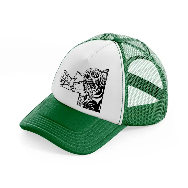 boogey man green and white trucker hat