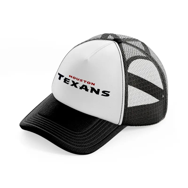 houston texans text black and white trucker hat