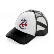 atlanta braves circle-black-and-white-trucker-hat