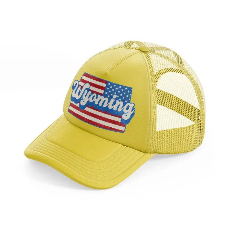 wyoming flag-gold-trucker-hat