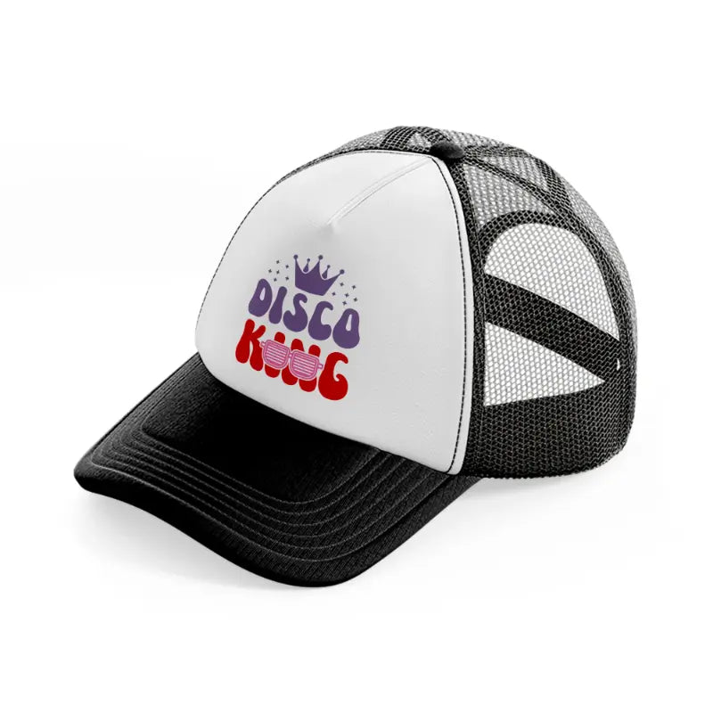 disco king-black-and-white-trucker-hat