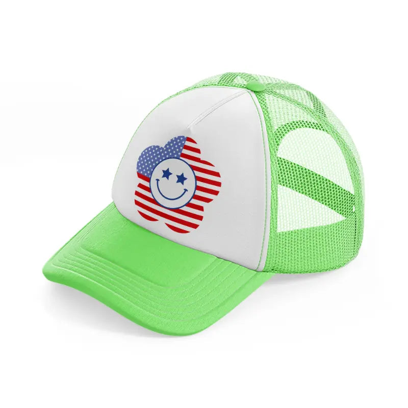 smiley usa lime green trucker hat