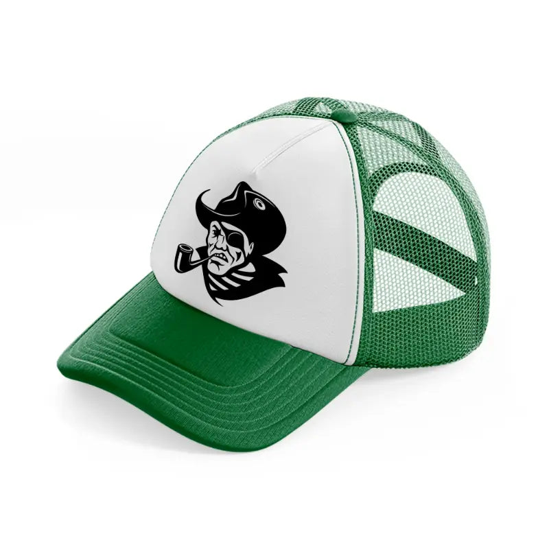 eye patch-green-and-white-trucker-hat