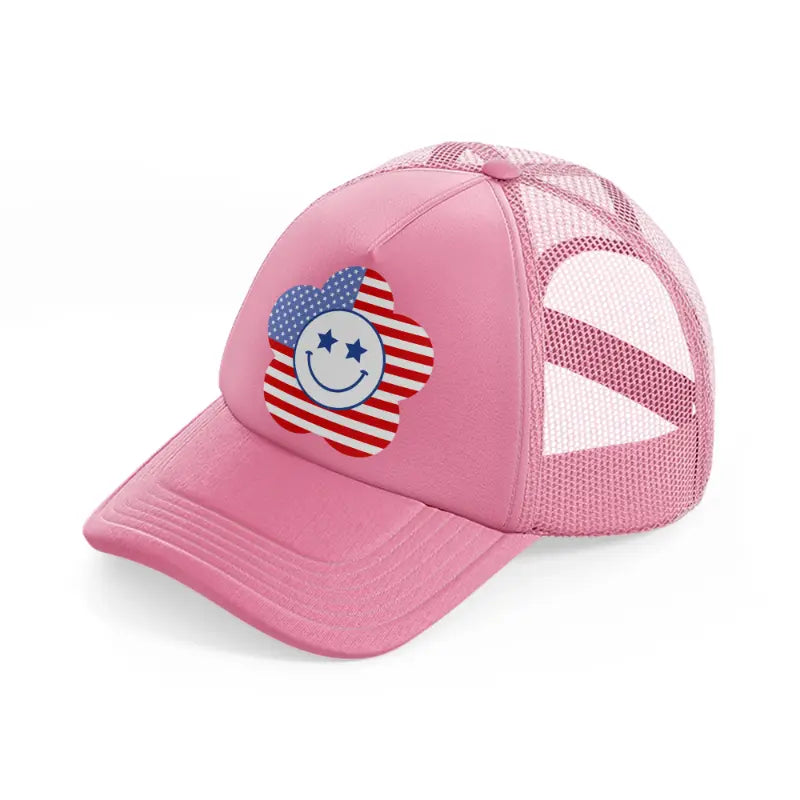 smiley usa-pink-trucker-hat