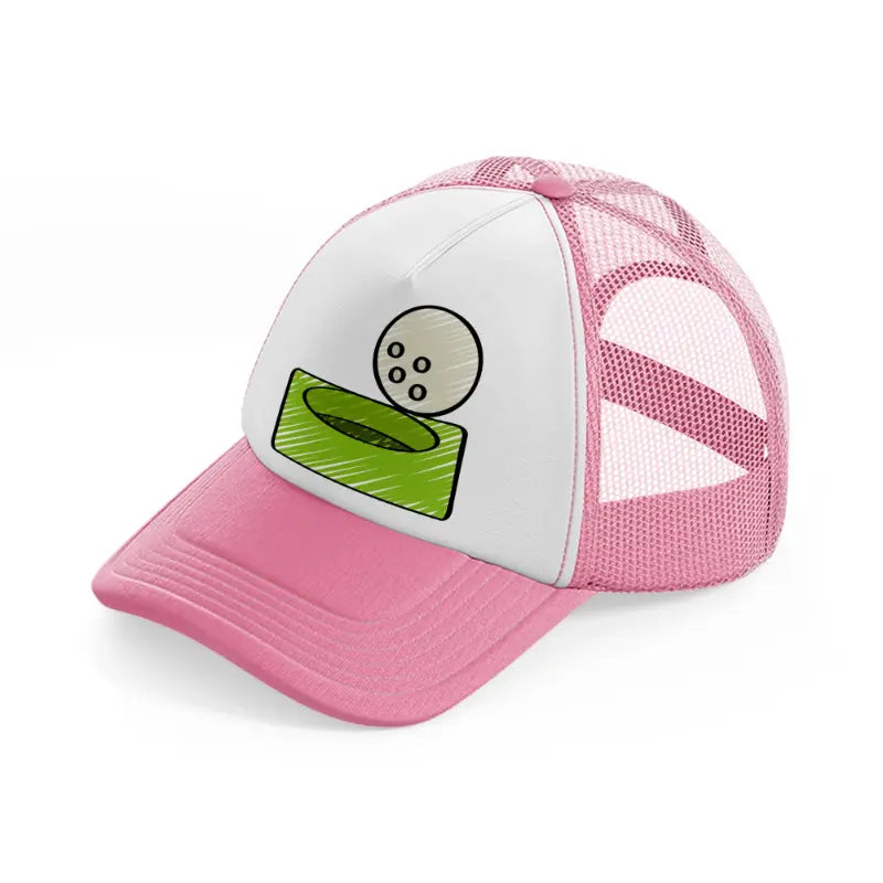 golf hole ball-pink-and-white-trucker-hat