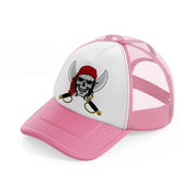 pirates skull mascot machete pink and white trucker hat