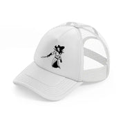 lady with sword white trucker hat