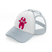 pink monster grey trucker hat