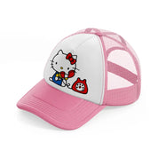 hello kitty telephone-pink-and-white-trucker-hat