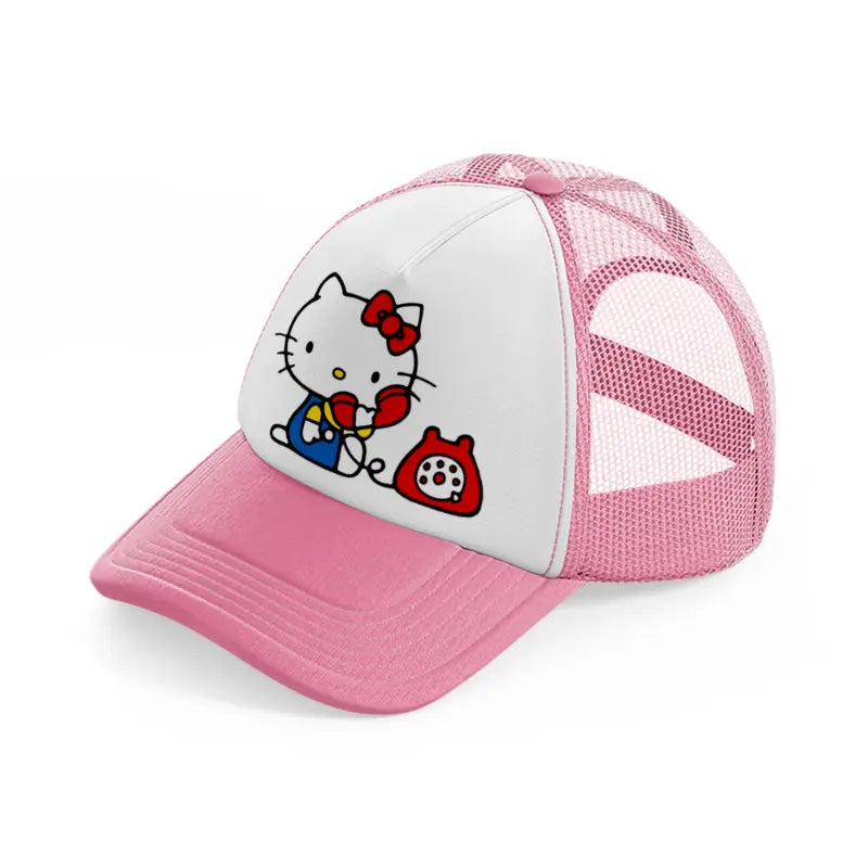 hello kitty telephone pink and white trucker hat