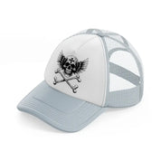 skull cross with wings-grey-trucker-hat