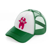 pink monster green and white trucker hat