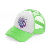 love vibes-lime-green-trucker-hat