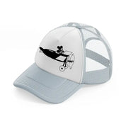 micky on plane-grey-trucker-hat
