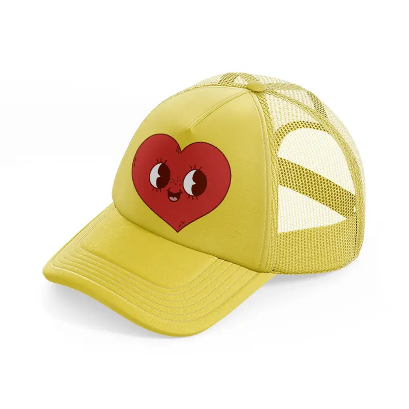 heart smiling red-gold-trucker-hat