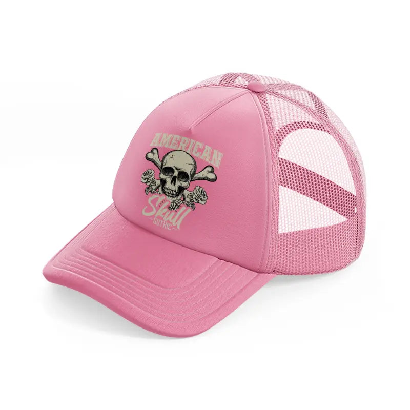 american skull gothic-pink-trucker-hat
