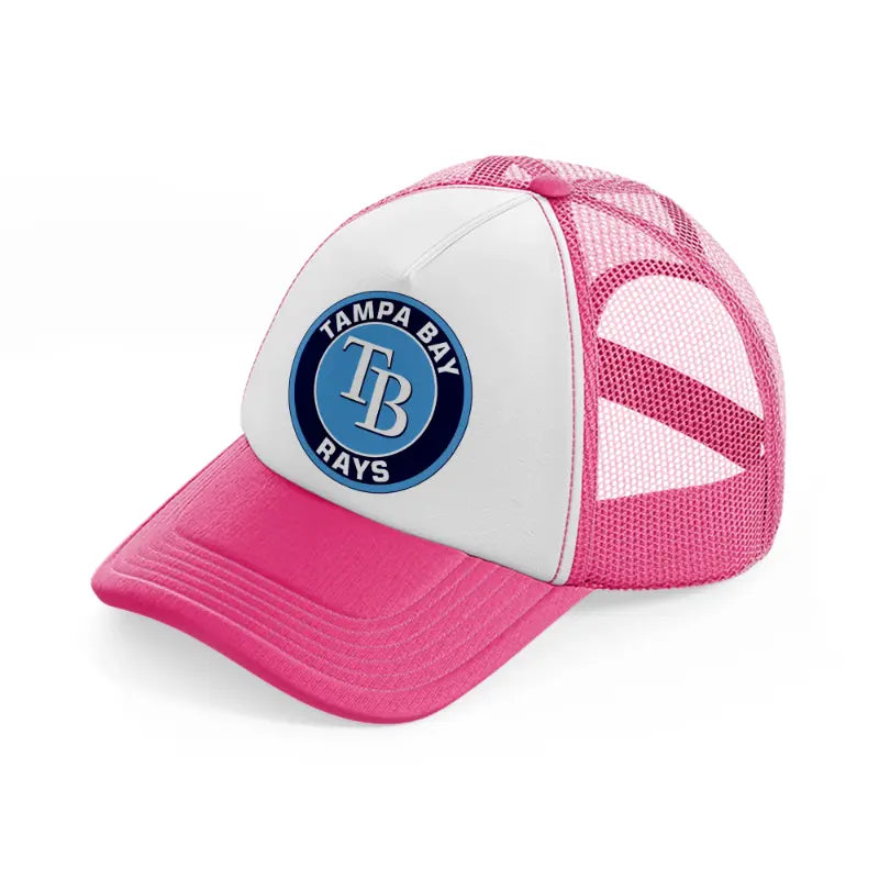 tampa bay rays badge-neon-pink-trucker-hat