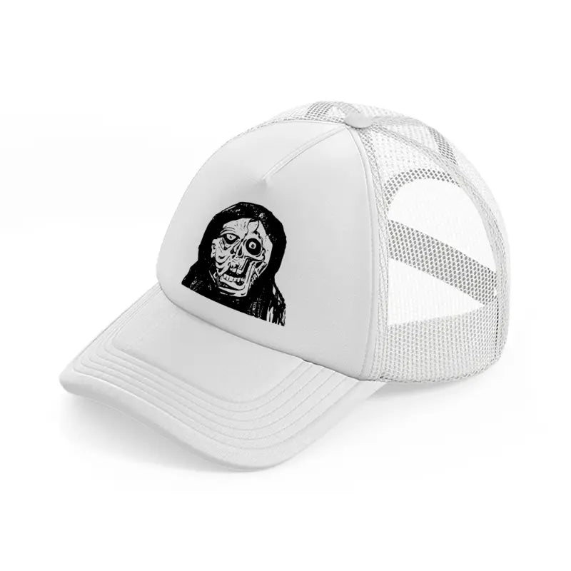 skull face-white-trucker-hat