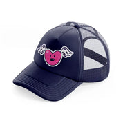 flying heart navy blue trucker hat