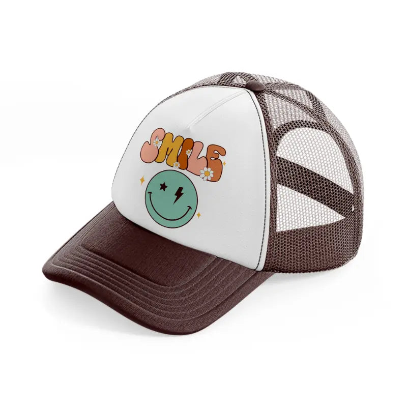 smile brown trucker hat