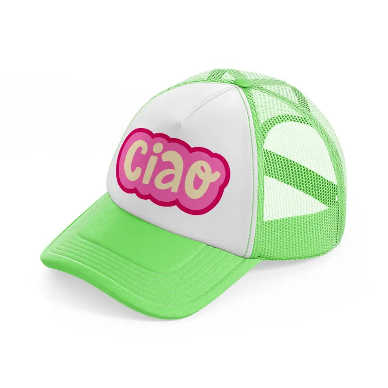 ciao pink lime green trucker hat