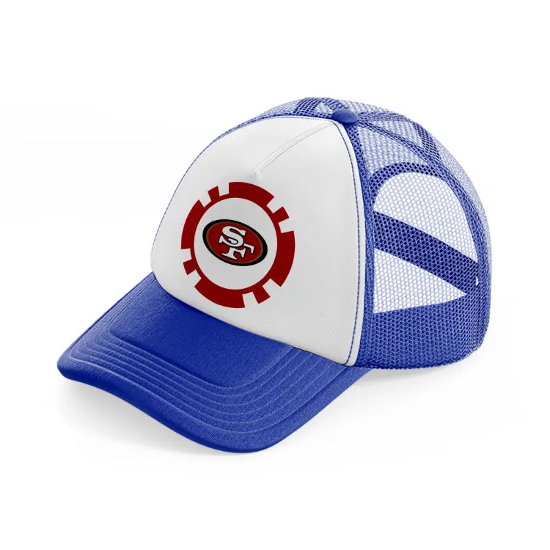 san francisco 49ers team blue and white trucker hat