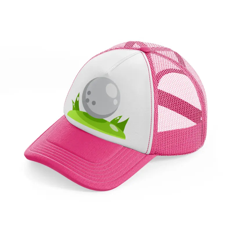 golf ball white-neon-pink-trucker-hat