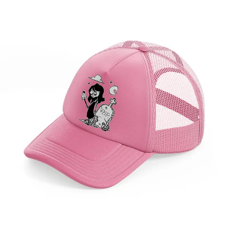 rip creepy bear black & white-pink-trucker-hat