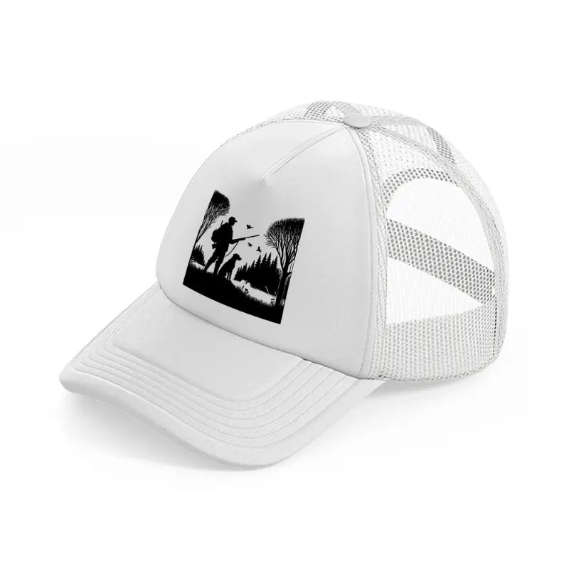 dog & hunter white trucker hat