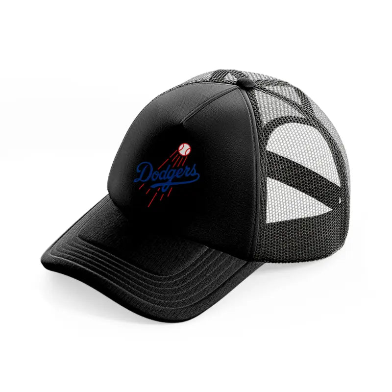 dodgers emblem black trucker hat