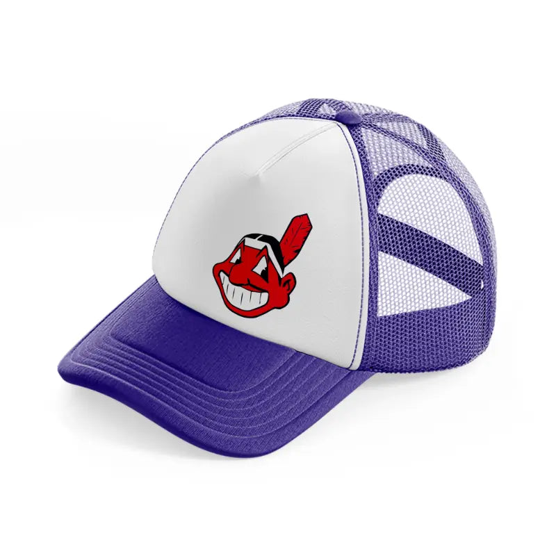 cleveland indians emblem-purple-trucker-hat