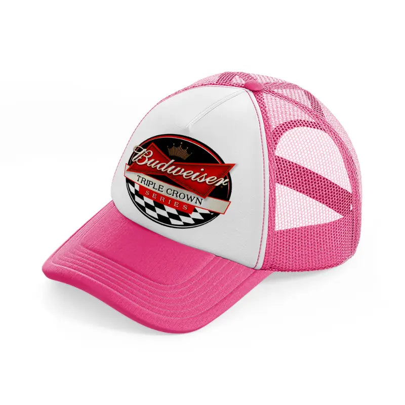 budweiser tripple crown series-neon-pink-trucker-hat