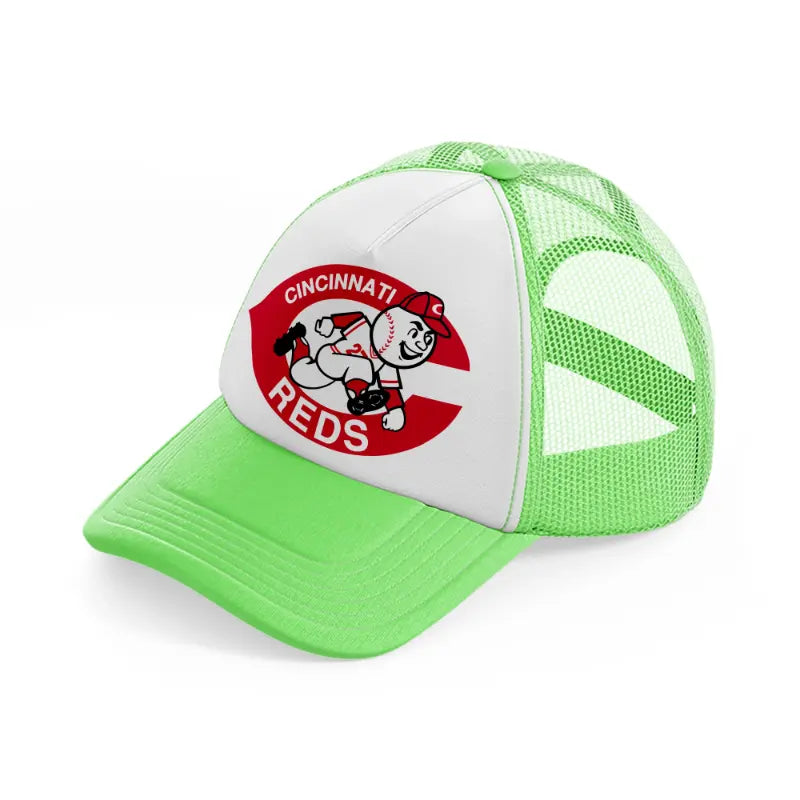 cincinnati reds red badge-lime-green-trucker-hat