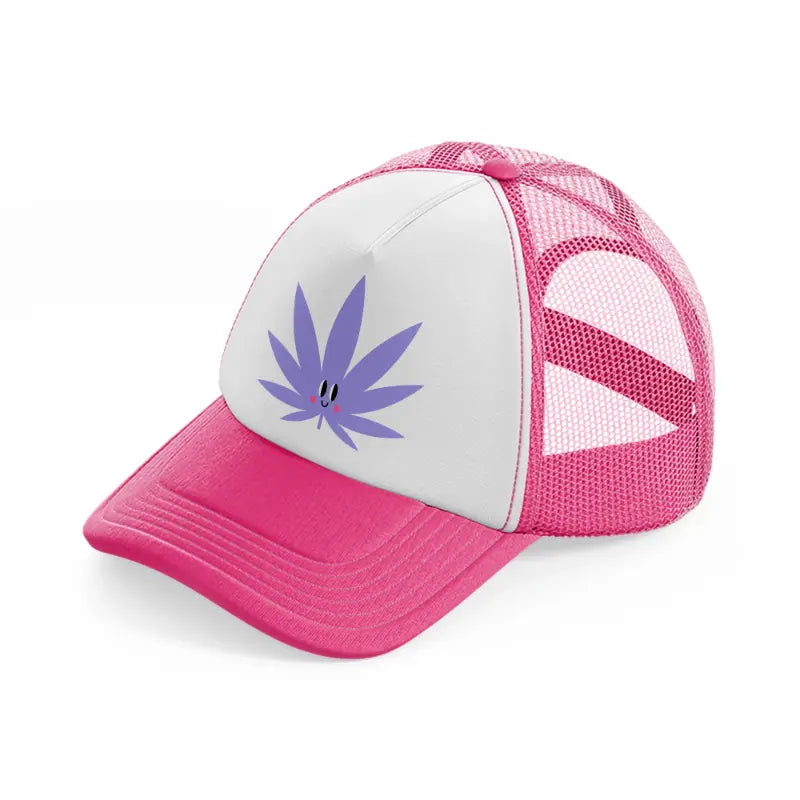 purple leaf neon pink trucker hat