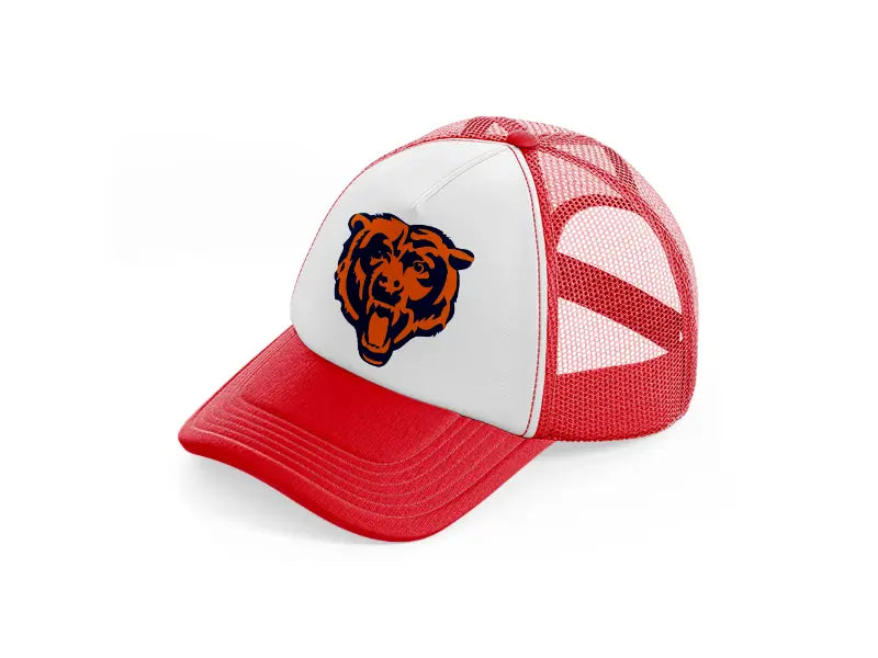 chicago bears emblem-red-and-white-trucker-hat