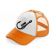 gone fishing hook orange trucker hat