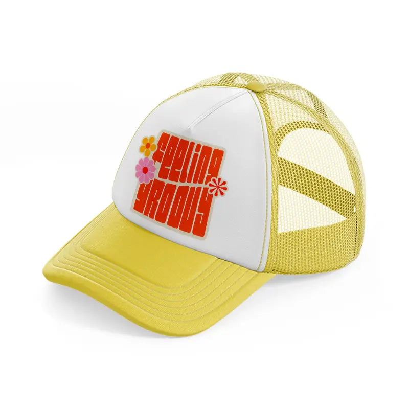 groovy love sentiments gs 06 yellow trucker hat